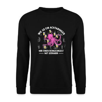 Reingeorgelt wie ein achtarmiger mit Gerhard - Unisex Pullover - Schwarz - Vorne - Alina (178cm) & Michal (187cm)