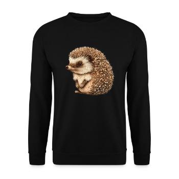 Süßer Vintage Igel - Unisex Pullover - Schwarz - Vorne - Alina (178cm) & Michal (187cm)