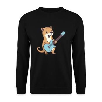 Cute mongoose playing guitar - Unisex Sweatshirt - black - Front - Alina (178cm) & Michal (187cm)