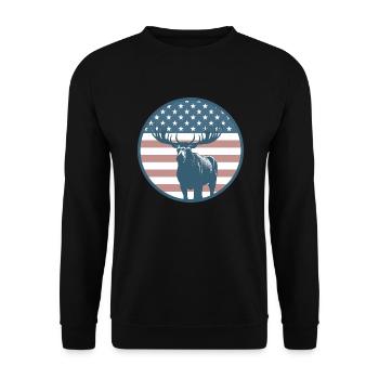Amerikanische Flagge Elch - Unisex Pullover - Schwarz - Vorne - Alina (178cm) & Michal (187cm)