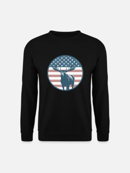 American Flag Moose - Unisex Sweatshirt - black