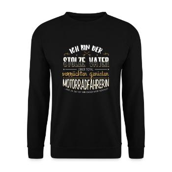 Biker Papa Shirt -Genialer Papa - Unisex Pullover - Schwarz - Vorne - Alina (178cm) & Michal (187cm)
