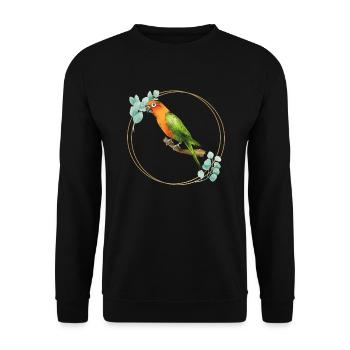 Parrot Flower Bird Watching Animal Pet - Unisex Sweatshirt - black - Front - Alina (178cm) & Michal (187cm)