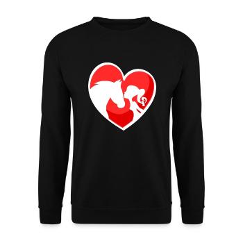 Herz Pferd Mädchen - Unisex Pullover - Schwarz - Vorne - Alina (178cm) & Michal (187cm)