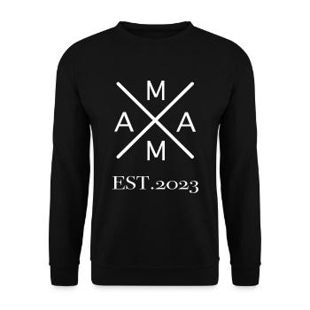 Schwanger Werdende Mama est. 2023 Stolze Mama 2023 - Unisex Pullover - Schwarz - Vorne - Alina (178cm) & Michal (187cm)