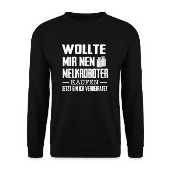 Landwirt Shirt-Melkroboter - Unisex Pullover - Schwarz - Vorne - Alina (178cm) & Michal (187cm)