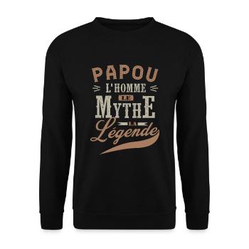 PAPOU L'homme le mythe .légende cadeau noel tshirt - Sweat-shirt Unisexe - noir - Devant - Alina (178cm) & Michal (187cm)