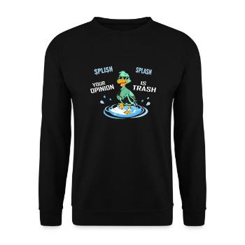 Ente lustiger Spruch - Unisex Pullover - Schwarz - Vorne - Alina (178cm) & Michal (187cm)