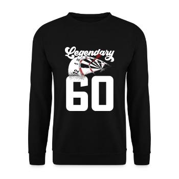 LEGENDARY 60. GEBURTSTAG DARTS LEGENDE 1961 - Unisex Pullover - Schwarz - Vorne - Alina (178cm) & Michal (187cm)