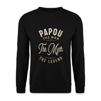 Papou L’Homme Le Mythe La Légende - Sweat-shirt Unisexe - noir - Devant - Alina (178cm) & Michal (187cm)
