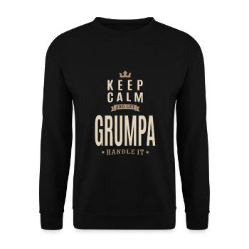 Restez calme Grumpa - Sweat-shirt Unisexe - noir - Devant - Alina (178cm) & Michal (187cm)