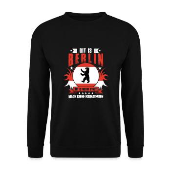Dit is Berlin / Geschenk Berliner Hauptstadt - Unisex Pullover - Schwarz - Vorne - Alina (178cm) & Michal (187cm)