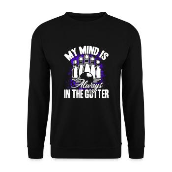 Bowling Mind Is In The Gutter - Unisex Sweatshirt - black - Front - Alina (178cm) & Michal (187cm)