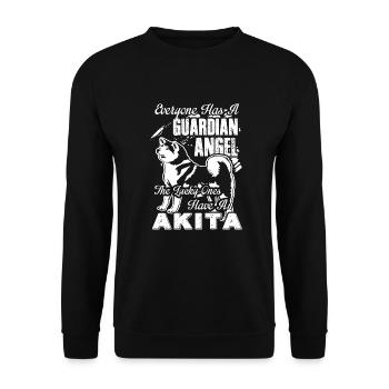 Les chanceux ont un Akita - Sweat-shirt Unisexe - noir - Devant - Alina (178cm) & Michal (187cm)