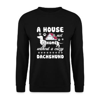 Dackelhaus ohne Dackel - Unisex Pullover - Schwarz - Vorne - Alina (178cm) & Michal (187cm)