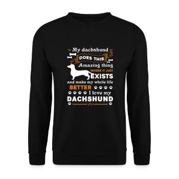 Dackel Ich liebe meinen Dackel - Unisex Pullover - Schwarz - Vorne - Alina (178cm) & Michal (187cm)