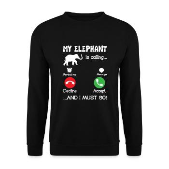 Elephant My Elephant Is Calling - Unisex Sweatshirt - black - Front - Alina (178cm) & Michal (187cm)