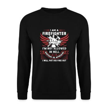 Firefighter I Am A Firefighter - Unisex Sweatshirt - black - Front - Alina (178cm) & Michal (187cm)