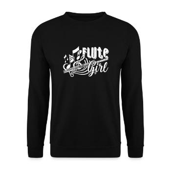 Nettes Flötenmädchen - Unisex Pullover - Schwarz - Vorne - Alina (178cm) & Michal (187cm)