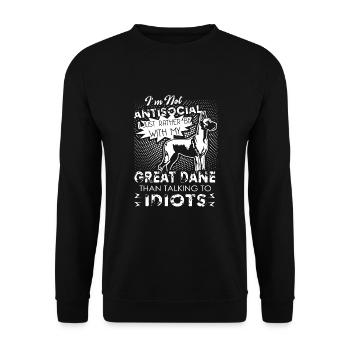 Great Dane I'm Not Antisocial Dogs Lover - Unisex Sweatshirt - black - Front - Alina (178cm) & Michal (187cm)