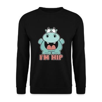 Nilpferd Niedliches Nilpferd - Unisex Pullover - Schwarz - Vorne - Alina (178cm) & Michal (187cm)