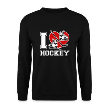 Hockey Ich liebe Hockey - Unisex Pullover - Schwarz - Vorne - Alina (178cm) & Michal (187cm)