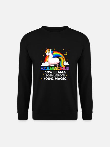 Lama Lustiges Einhorn-Lama - Unisex Pullover - Schwarz