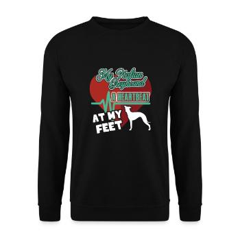 Mein italienischer Windhund Ein Herzschlag an meinen Füßen Tee - Unisex Pullover - Schwarz - Vorne - Alina (178cm) & Michal (187cm)