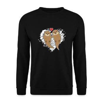 Otter Otters In Love - Unisex Sweatshirt - black - Front - Alina (178cm) & Michal (187cm)