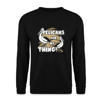 Pelikan Pelikane sind meine Sache - Unisex Pullover - Schwarz - Vorne - Alina (178cm) & Michal (187cm)