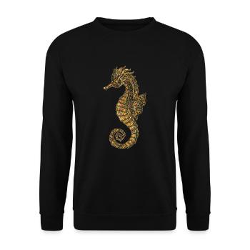 Seepferdchen geometrische Hemden - Unisex Pullover - Schwarz - Vorne - Alina (178cm) & Michal (187cm)