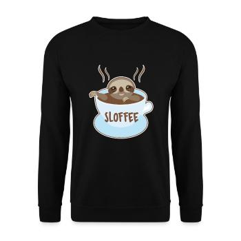 Sloth With Coffee - Unisex Sweatshirt - black - Front - Alina (178cm) & Michal (187cm)