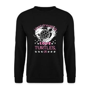 Turtle I Just Freaking Love Turtles - Unisex Sweatshirt - black - Front - Alina (178cm) & Michal (187cm)