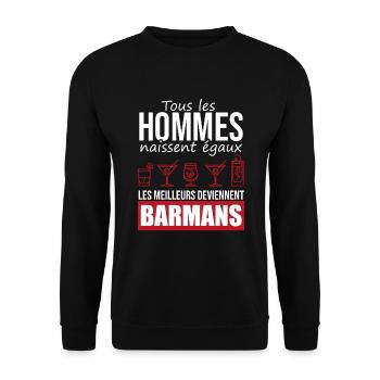 barmans métier cocktail alcool bar - Sweat-shirt Unisexe - noir - Devant - Alina (178cm) & Michal (187cm)