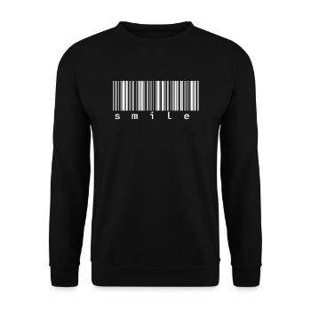 Barcode Strichcode Smile Lachen - Unisex Pullover - Schwarz - Vorne - Alina (178cm) & Michal (187cm)