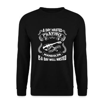 Mandolin A Day Playing Mandolin - Unisex Sweatshirt - black - Front - Alina (178cm) & Michal (187cm)