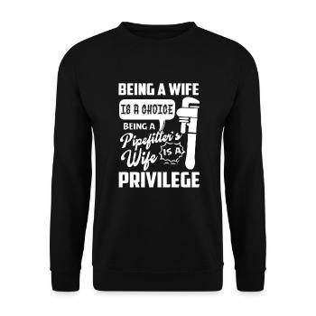 Pipefitter Being A Pipefitters Wife - Unisex Sweatshirt - black - Front - Alina (178cm) & Michal (187cm)