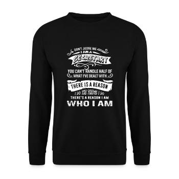Secretary Don't Judge Secretary - Unisex Sweatshirt - black - Front - Alina (178cm) & Michal (187cm)