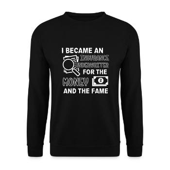 Underwriter Became Underwriter For Money - Unisex Sweatshirt - black - Front - Alina (178cm) & Michal (187cm)