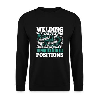 Welding Welding Save Me - Unisex Sweatshirt - black - Front - Alina (178cm) & Michal (187cm)