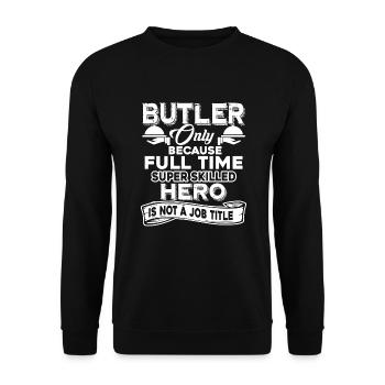 Butler Butler Job Title - Unisex Sweatshirt - black - Front - Alina (178cm) & Michal (187cm)