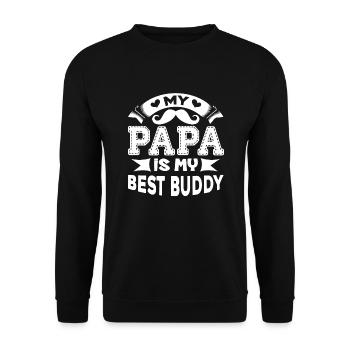 Father's Day Papa Is My Best Buddy - Unisex Sweatshirt - black - Front - Alina (178cm) & Michal (187cm)