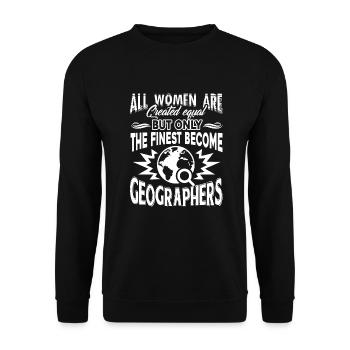 Geographer The Finest Become Geographers - Unisex Sweatshirt - black - Front - Alina (178cm) & Michal (187cm)
