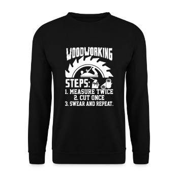 Woodworking Woodworking Steps - Unisex Sweatshirt - black - Front - Alina (178cm) & Michal (187cm)