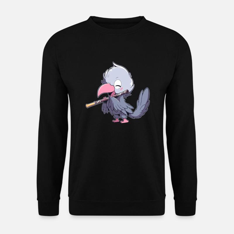 Cute shoebill playing flute - Unisex Sweatshirt - black