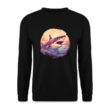 Weißer Hai - Unisex Pullover - Schwarz - Vorne - Alina (178cm) & Michal (187cm)