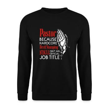 Pastor Job Title - Unisex Sweatshirt - black - Front - Alina (178cm) & Michal (187cm)
