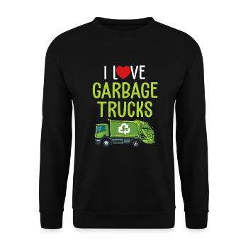 I Love Garbage Trucks - Unisex Sweatshirt - black - Front - Alina (178cm) & Michal (187cm)