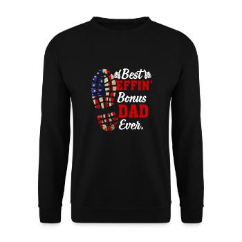 Best Effin' Bonus Dad Ever - Unisex Sweatshirt - black - Front - Alina (178cm) & Michal (187cm)