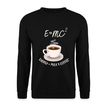 E=MC² Energy= milk x Coffee² - Unisex Sweatshirt - black - Front - Alina (178cm) & Michal (187cm)